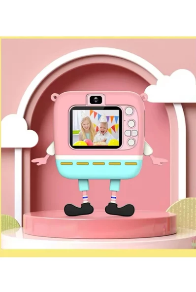 QASUL Sevimli Dijital Video Kamera 20mp Karikatür Çocuk Selfie Kamerası Çoklu Filtreler, Oyun, Müzik - 2