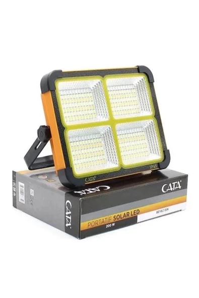 MAS ELEKTRO Cata Ct-4698 Güneş Enerjili Şarjlı Solar Led Projektör 200w Çakarlı Fener 6400k - 5