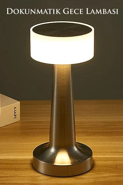 MAS ELEKTRO Cata Dekoratif Şarjlı Dokunmatik Led Masa Lambası Usb Kablolu Abajur ve Gece Lambası