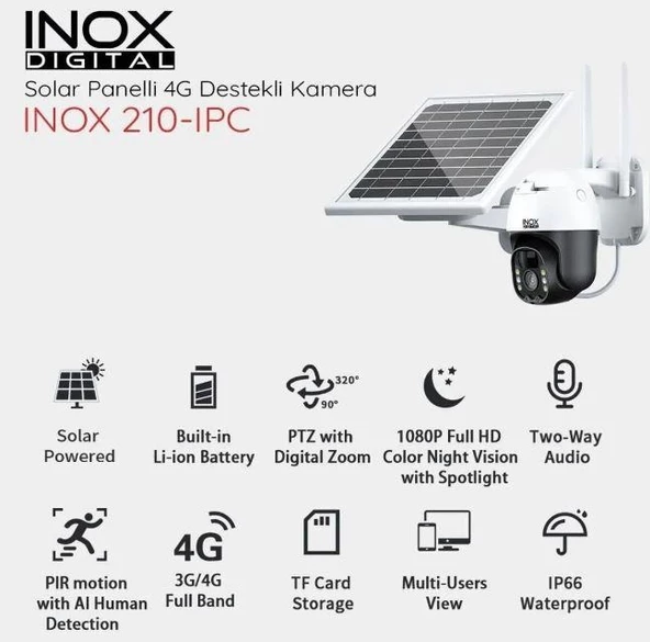 Inox 210 IPC2 MP PTZ Solar Güneş Enerjili Kamera - 3