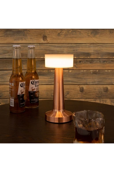 MAS ELEKTRO VoltLight Dekoratif Şarjlı Dokunmatik Led Masa Lambası Usb Kablolu Abajur Ve Gece Lambası Bakır Renk 3 RENK - 5