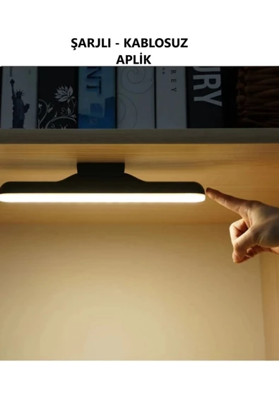 MAS ELEKTRO luxshome Usb Şarjlı Mıknatıslı Kablosuz Mutfak Tezgah Altı Dolap İçi Kabin Led Aydınlatma Lambas 3 Renk
