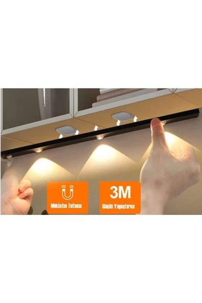 MAS ELEKTRO Cata Ct 2464s 3w Şarjlı Led Sensörlü Dolap Içi Lamba 3 Renk Mod Siyah Kasa - 3