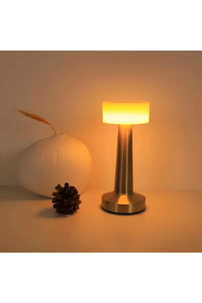 MAS ELEKTRO VoltLight Dekoratif Şarjlı Dokunmatik Led Masa Lambası Usb Kablolu Abajur Ve Gece Lambası 3 Renk - 7