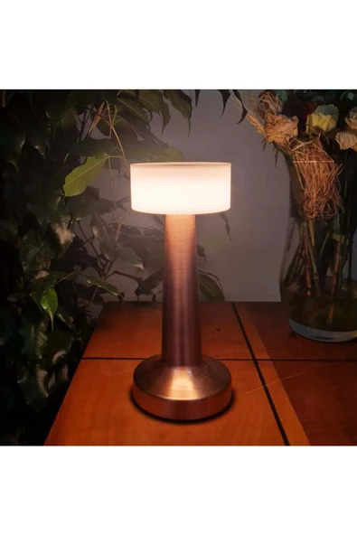 MAS ELEKTRO VoltLight Dekoratif Şarjlı Dokunmatik Led Masa Lambası Usb Kablolu Abajur Ve Gece Lambası Bakır Renk 3 RENK - 7