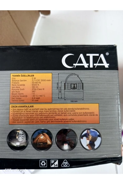 MAS ELEKTRO Cata Urla Şarjlı Solar Kamp Feneri (beyaz Işık) Ct-4289 - 7