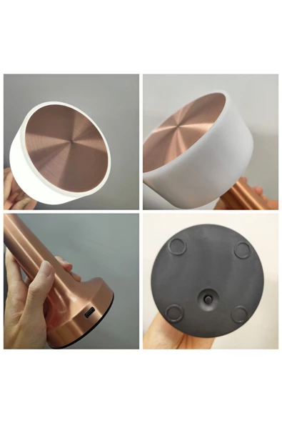 MAS ELEKTRO VoltLight Dekoratif Şarjlı Dokunmatik Led Masa Lambası Usb Kablolu Abajur Ve Gece Lambası Bakır Renk 3 RENK - 6