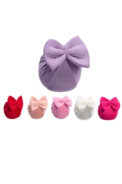 Kurdelalı Desenli Bebek Bone  seti