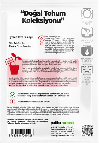 50 Adet Eymen Oturak Fasulye Tohumu - Resim 3