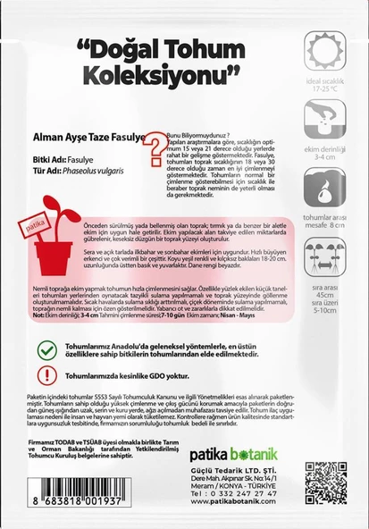 50 Adet Alman Ayşe Tipi Sırık Fasulye Tohumu - 3