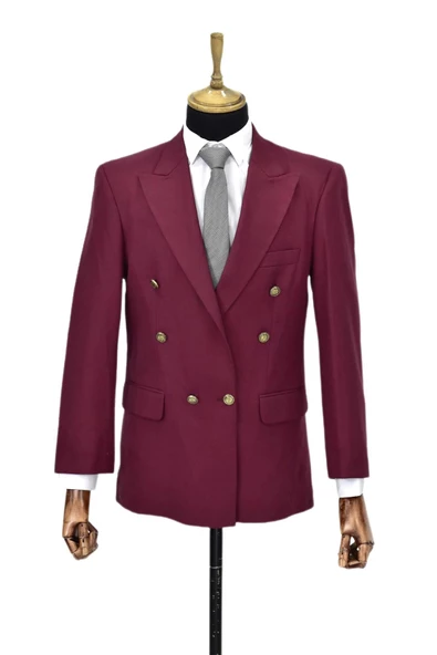 Erkek Bordo Renk, Kruvaze Tek Ceket Sivri Yaka BGL-KRV001 ürün görseli