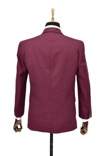Erkek Bordo Renk, Kruvaze Tek Ceket Sivri Yaka BGL-KRV001 - Resim 5