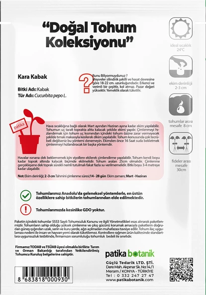 Siyah Kabak Tohumu 30 Tohum 10 Gram - Resim 3