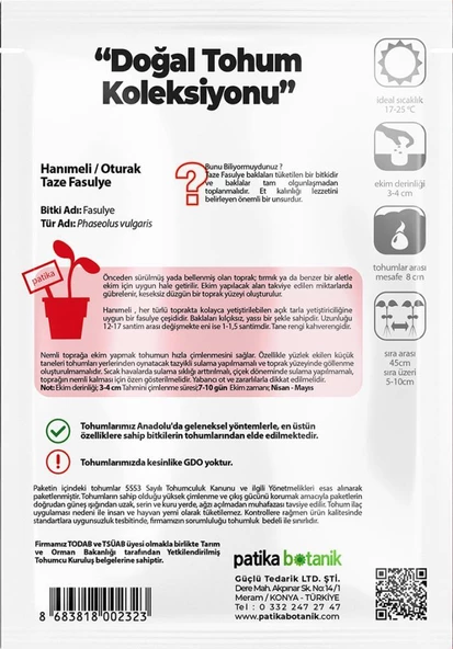 50 Adet Hanımeli (Turşuluk) Oturak Fasülye Tohumu - Resim 3