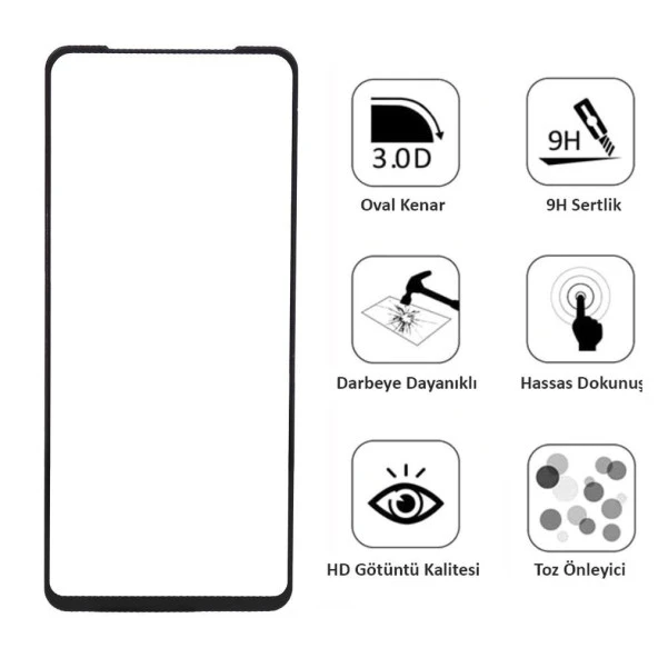 Xiaomi Poco M3 5D Seramik Tam Kaplayan Ekran Koruyucu Cam - Resim 4
