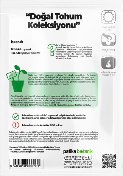 200 Adet Yerli Ata Yerli Ispanak Tohumu (Geniş Yaprak) - Resim 3