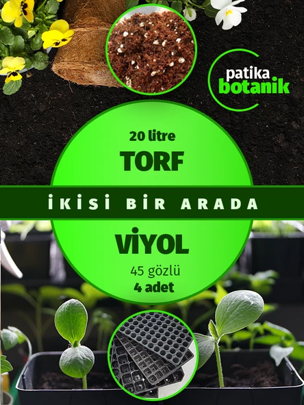 TORF+VİYOL (20 LT Torf+ 45 Gözlü 4 Adet Viyol )