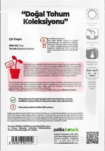 450 Adet Yerli Ata Çin Turp Tohumu - 3