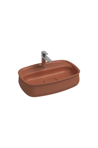 İsvea Isvea Fluido Tezgah Üzeri Çanak Lavabo 60Cm  Bas-Aç Set Terracotta