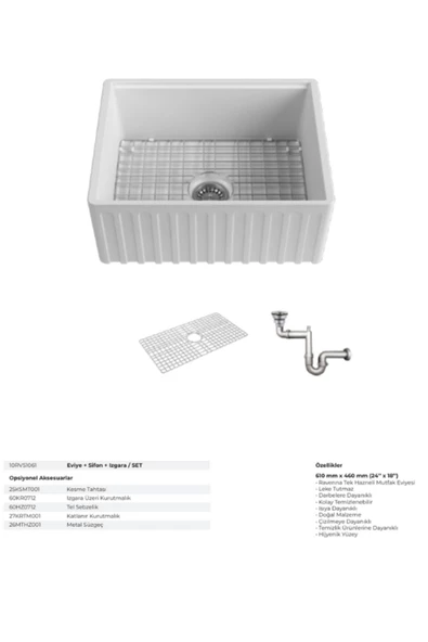 İsvea Ravenna 61 Cm Seramik Eviye(Izgara Ve Sifon Dahildir.) - 2
