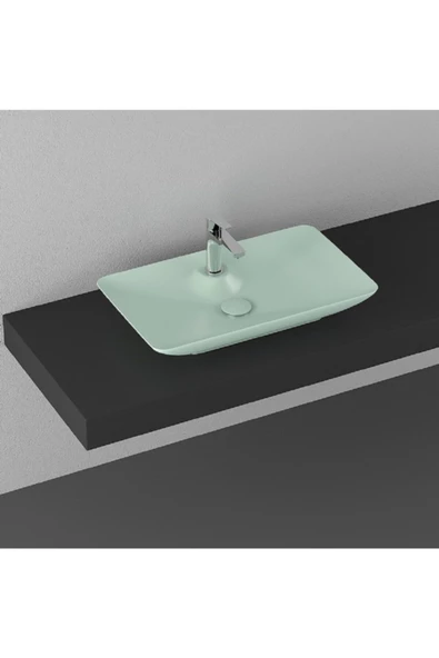 İsvea Isvea Sistemay Clear S&S 65 Cm Tezgahüstü Lavabo – Mint (Yeşil)