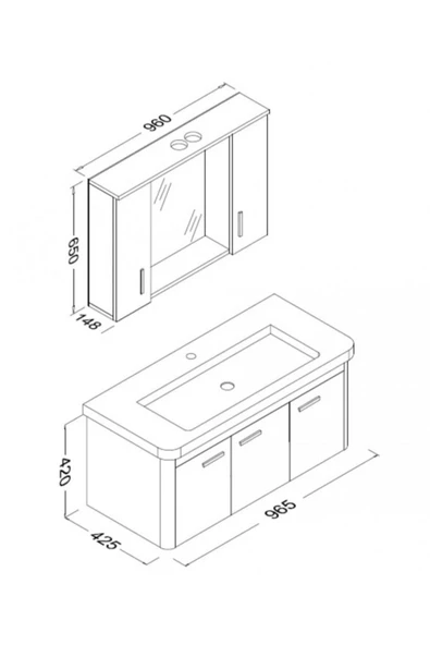 Ece Banyo Note Smart 100 Cm Banyo Dolabı - Beyaz - 3
