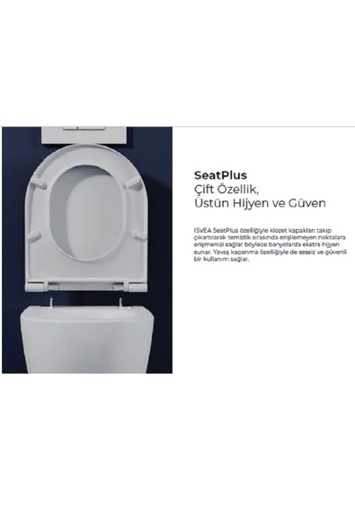 İsvea Sentimenti Neo Duvara Sıfır Kanalsız Takım Klozet Seti - Yavaş Kapak Ve İç Takım Dahil - Resim 5