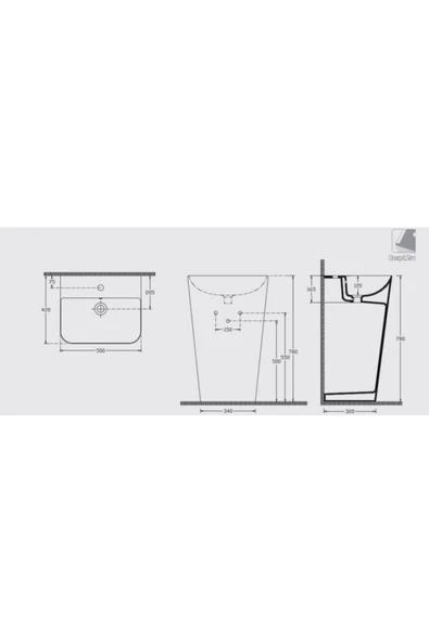 İsvea Isvea Sott'Aqua 50 Cm Monoblok Lavabo - Antrasit - 2