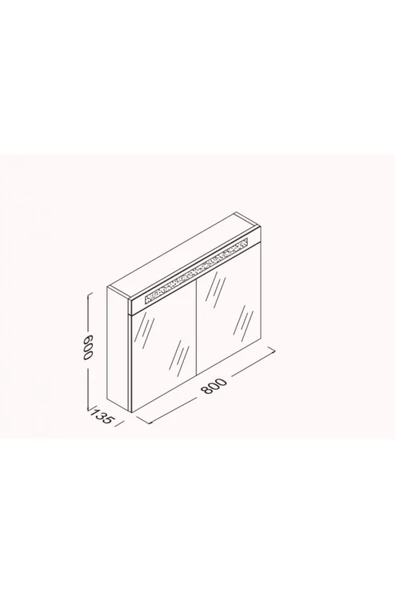 İsvea Isvea 80 Cm M7 Ayna Kapaklı Üst Dolap (Kumlamalı, Ledli) - 2