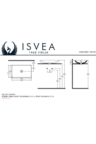 İsvea Sistema Y 60 Cm Çanak Lavabo - 2