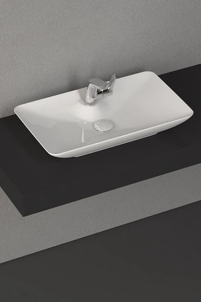 İsvea Sistemay Clear Tezgah Üstü Beyaz Lavabo 65X39 Cm