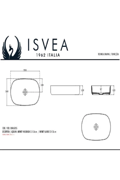 İsvea Isvea İnfinity Tezgah Üstü Lavabo 55 Cm Beyaz 10Nf65055 - 4