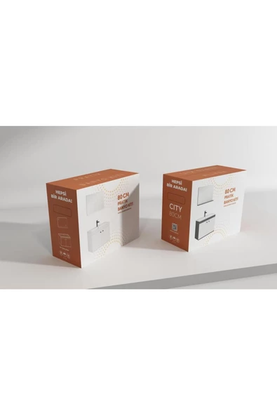 Ece Banyo Ece City 80 Banyo Dolabı Seti Antrasit-Beyaz - 3