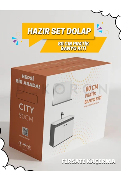 Ece Banyo Ece City 80 Banyo Dolabı Seti Beyaz