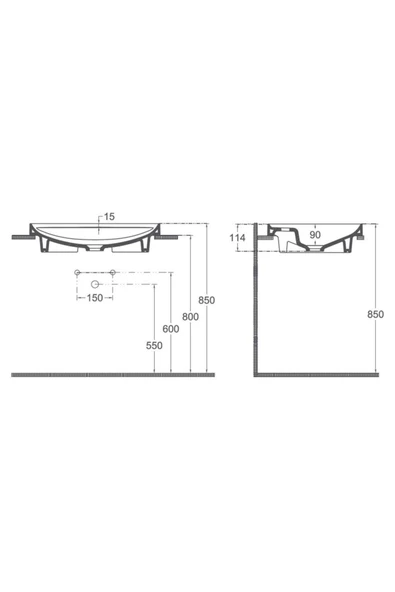 İsvea Isvea Infinity Inset Batarya Delikli Lavabo 55Cm Antrasit - 3