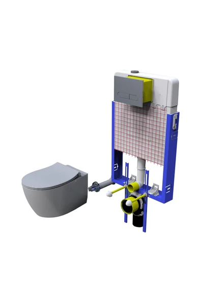 İsvea Isvea Sentimenti Neo Rimless -Kanalsız Asma Klozet - Gömme Rezervuar Set -Mat Krom Kapaklı-5 Parça - Resim 2