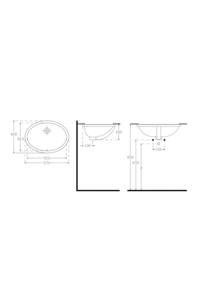 İsvea Soluzione Tezgahaltı Lavabo 57 Cm - Resim 2