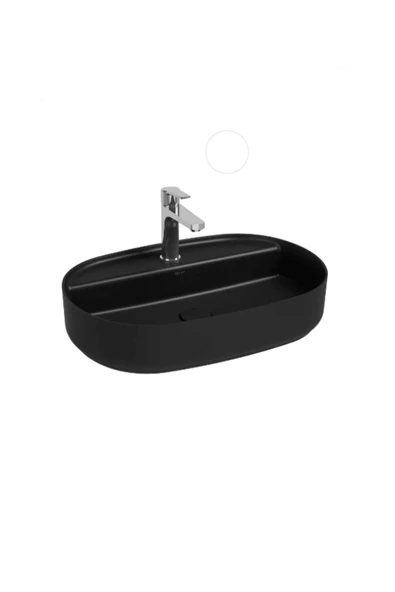 İsvea Infinity Batarya Delikli Tezgah Üstü Lavabo 60 Cm Mat Siyah 10Nf65060