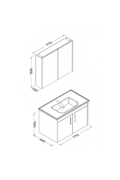 Ece Banyo Gama 80 Cm Banyo Dolabı, Sonoma Meşe/Beyaz - 2