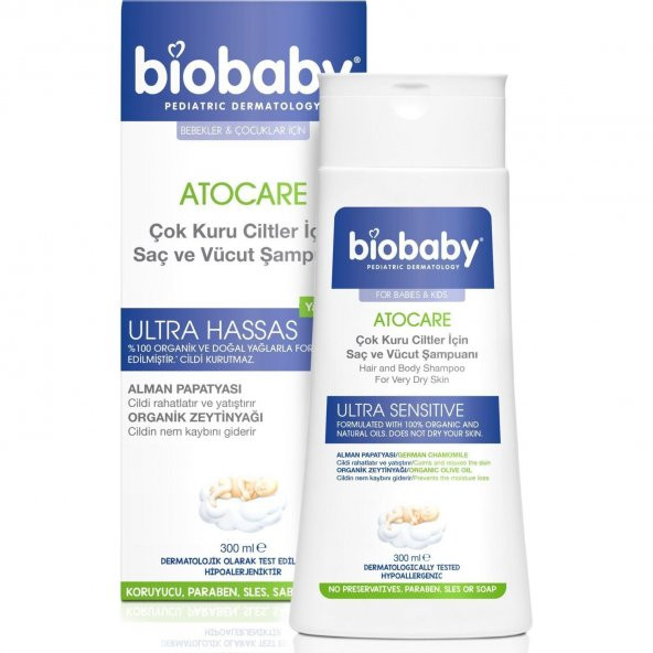 Biobaby Atocare Çok Kuru Ciltler İçin Saç Ve Vücut Şampuanı 300 Ml