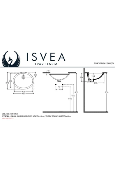 İsvea Isvea Soluzione Tezgah Altı Lavabo 46 Cm - 2