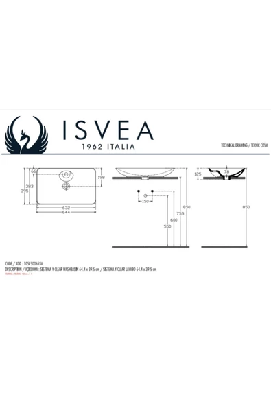 İsvea Isvea Sistemay Clear S&S 65 Cm Tezgahüstü Lavabo – Mint (Yeşil) - 2