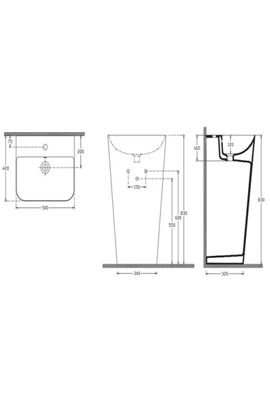 İsvea Sott Aqua Monoblok Lavabo -Beyaz 50X42X84 - 3