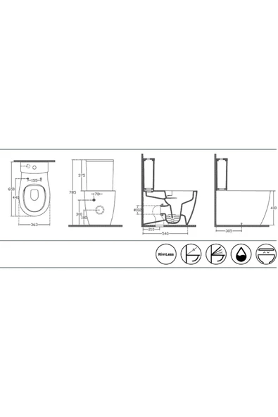 İsvea Sentimenti Neo Duvara Sıfır Kanalsız Takım Klozet Seti - Yavaş Kapak Ve İç Takım Dahil - Resim 4
