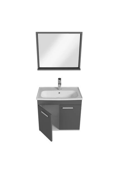 Ece Banyo Rubino Banyo Dolabı 80 Cm Set Antrasit - 3