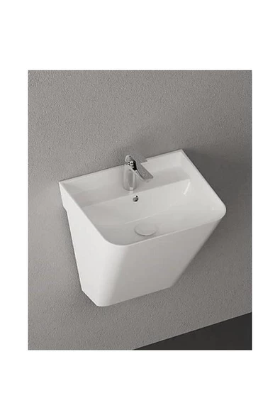 İsvea Isvea Sott Aqua Monoblok Asma Lavabo 50 Cm Mat Beyaz Extra Dekorsuz Delikli 10Sq37002