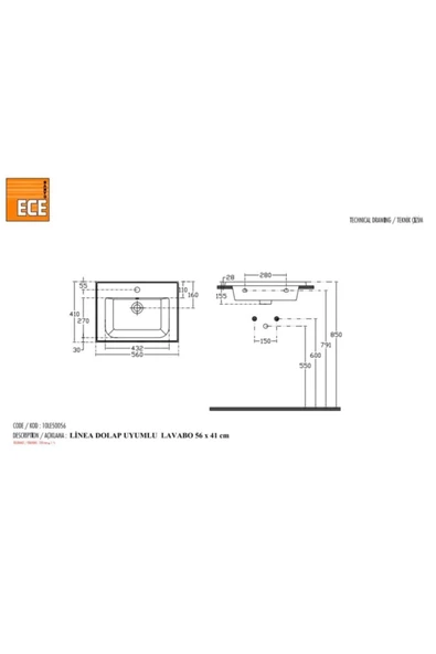Ece Banyo Linea 56 Cm Lavabo - 2