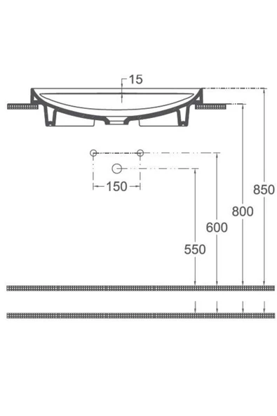 İsvea Isvea Infinity Inset Lavabo 55 Cm - Resim 3
