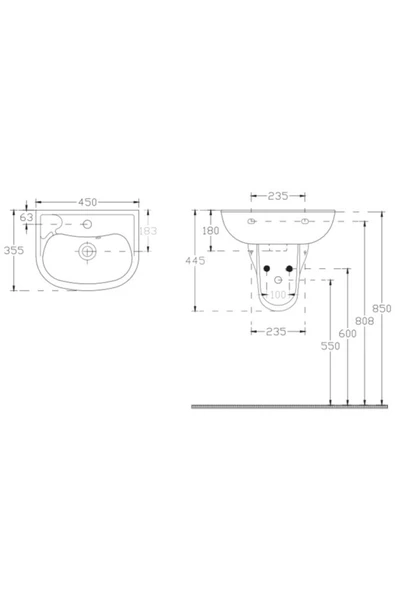 Ece Banyo 45 Cm Lavabo Ve Yarım Ayak - 2