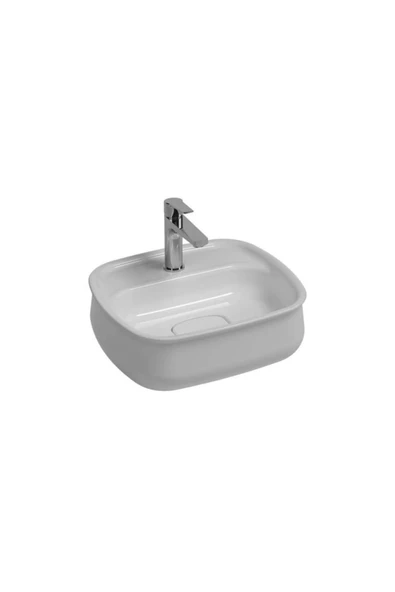 İsvea Isvea Fluido Tezgah Üzeri Çanak Lavabo 47Cm Bas-Aç Set Mat Beyaz